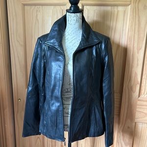 Jones New York Black Genuine Leather Sport Jacket Vintage
